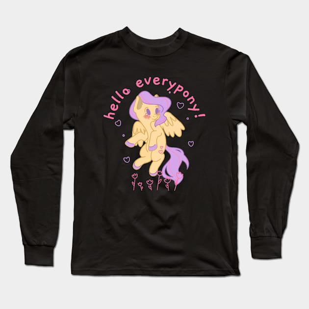 Hello Every Pony Design Long Sleeve T-Shirt by ArtPace